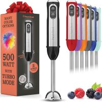 Powerful Immersion Blender, Electric Hand Blender 500 Watt with Turbo Mode, Detachable Base