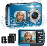 Underwater Camera, 4K Waterproof Camera with 64GB Card 48MP