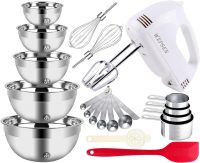 WEPSEN 5-Speed Electric Hand Mixer with 5 Large Mixing Bowls Set