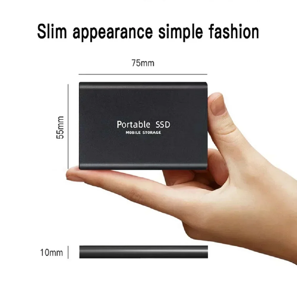 High-speed SSD 1TB External Hard Drive Portable 2TB Mobile Solid State Drive 256TB Mass External Hard Disk for Laptop/MAC/PC