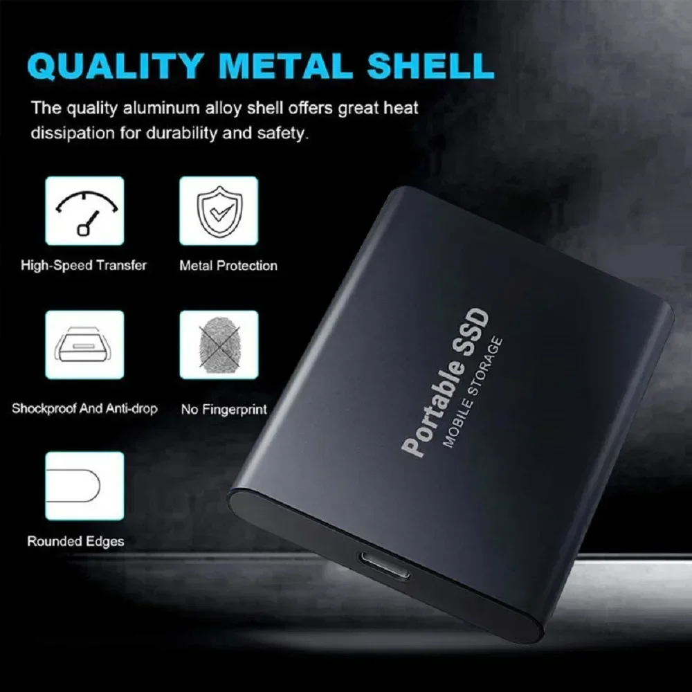 High-speed SSD 1TB External Hard Drive Portable 2TB Mobile Solid State Drive 256TB Mass External Hard Disk for Laptop/MAC/PC