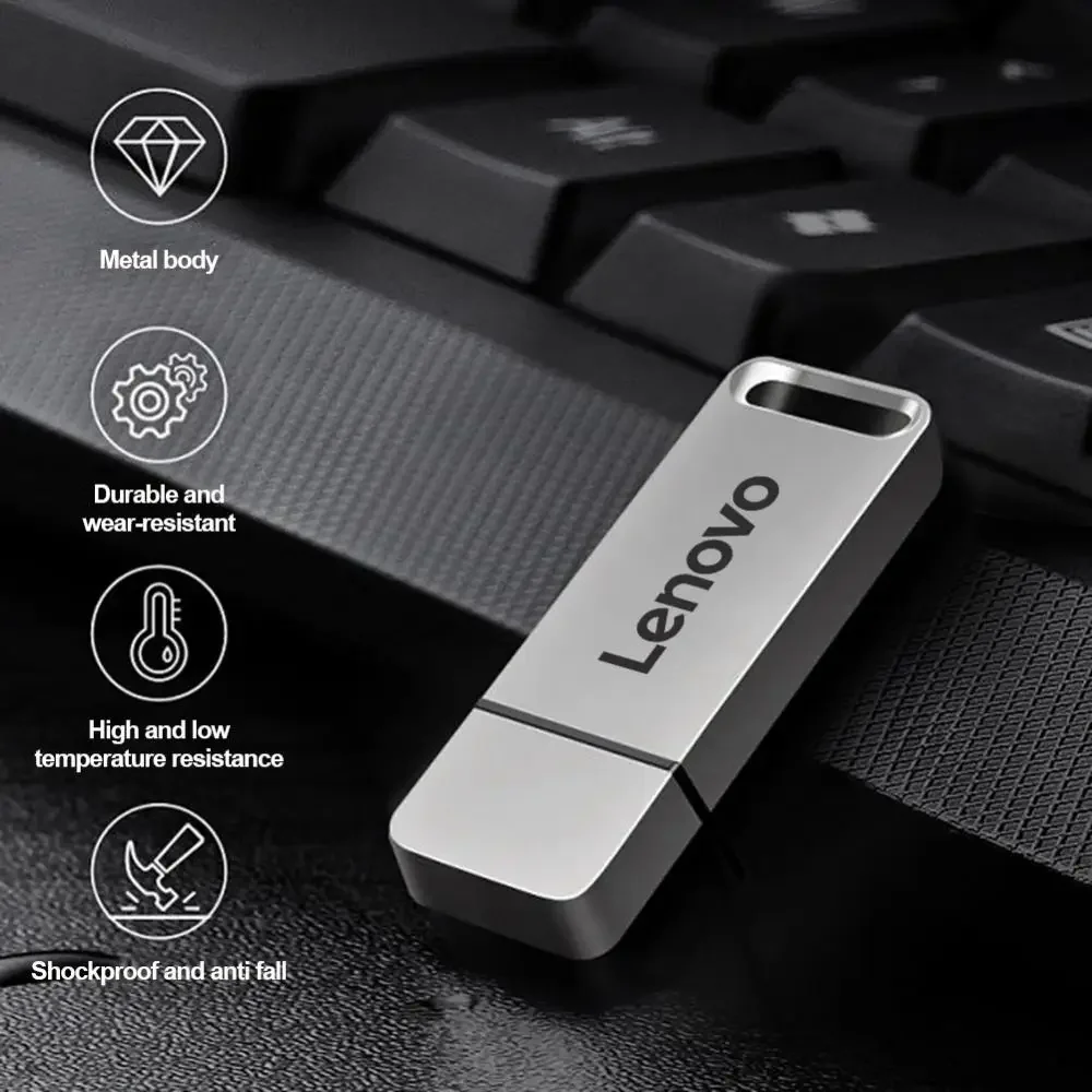 Lenovo USB 3.1 portable hard drive 2TB 1TB flash drive 512GB USB high-speed metal flash drive, suitable for PC