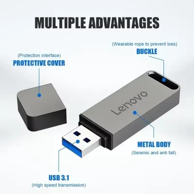 Lenovo USB 3.1 portable hard drive 2TB 1TB flash drive 512GB USB high-speed metal flash drive, suitable for PC - Image 4