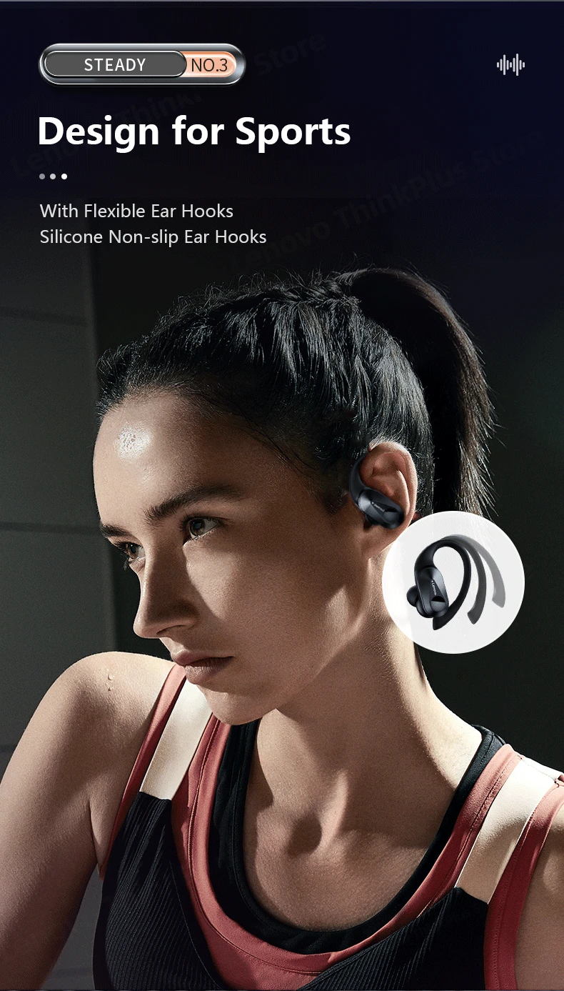 Lenovo LP75 TWS with Mics Sports Earphones Bluetooth 5.3 Wireless Headphones Waterproof HiFi Stereo Noise Reduction Earbuds