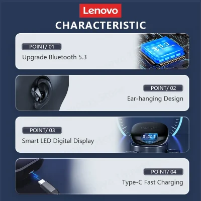 Lenovo LP75 TWS with Mics Sports Earphones Bluetooth 5.3 Wireless Headphones Waterproof HiFi Stereo Noise Reduction Earbuds - Image 4