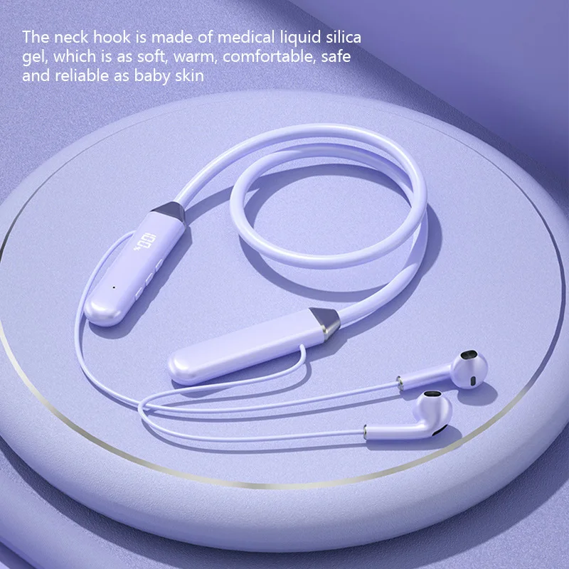 Neckband wireless connection compatible 5.2 headphones High sound quality stereo power display Magnetic Bluetooth earphones