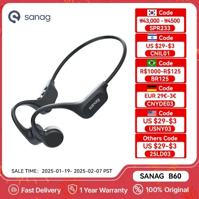 Sanag B60 True Bone Conduction Wireless Earphone Swimming Riding Headphones 64GB Memory Offline Local MP3 Playback Earbuds