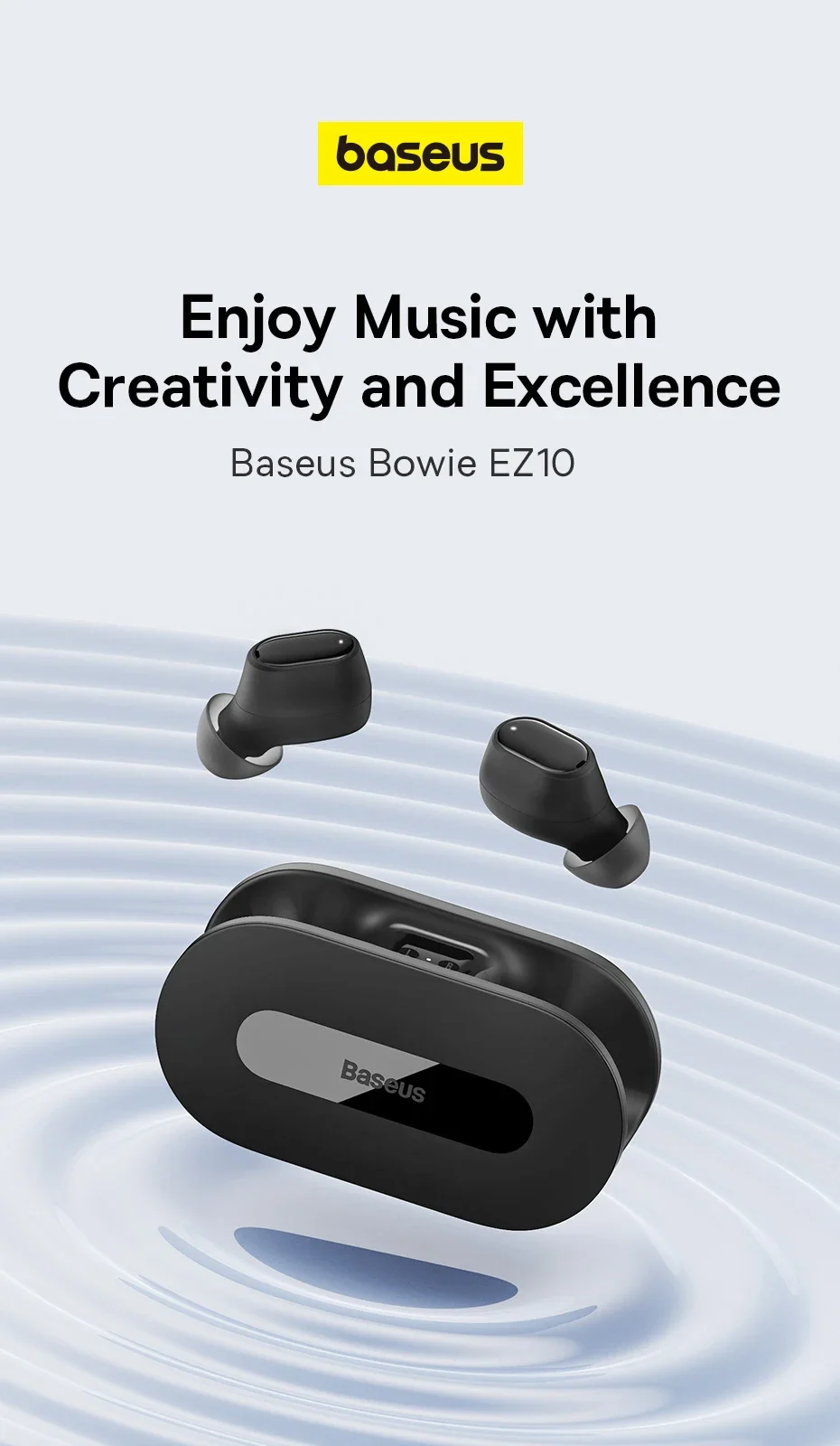 Baseus Bowie EZ10 Earphones Wireless Bluetooth 5.3 Headphones TWS 2 Microphone Earbuds 12 EQ Sound Effects Headset Gaming Pro