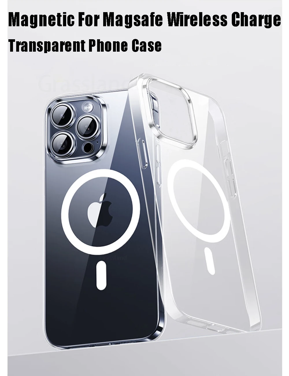 Luxury Magnetic Wireless Charge For Magsafe Case for iPhone 16 15 14 13 12 11 Pro XR XS Max 7 8 Plus Back Cover Transparent Case