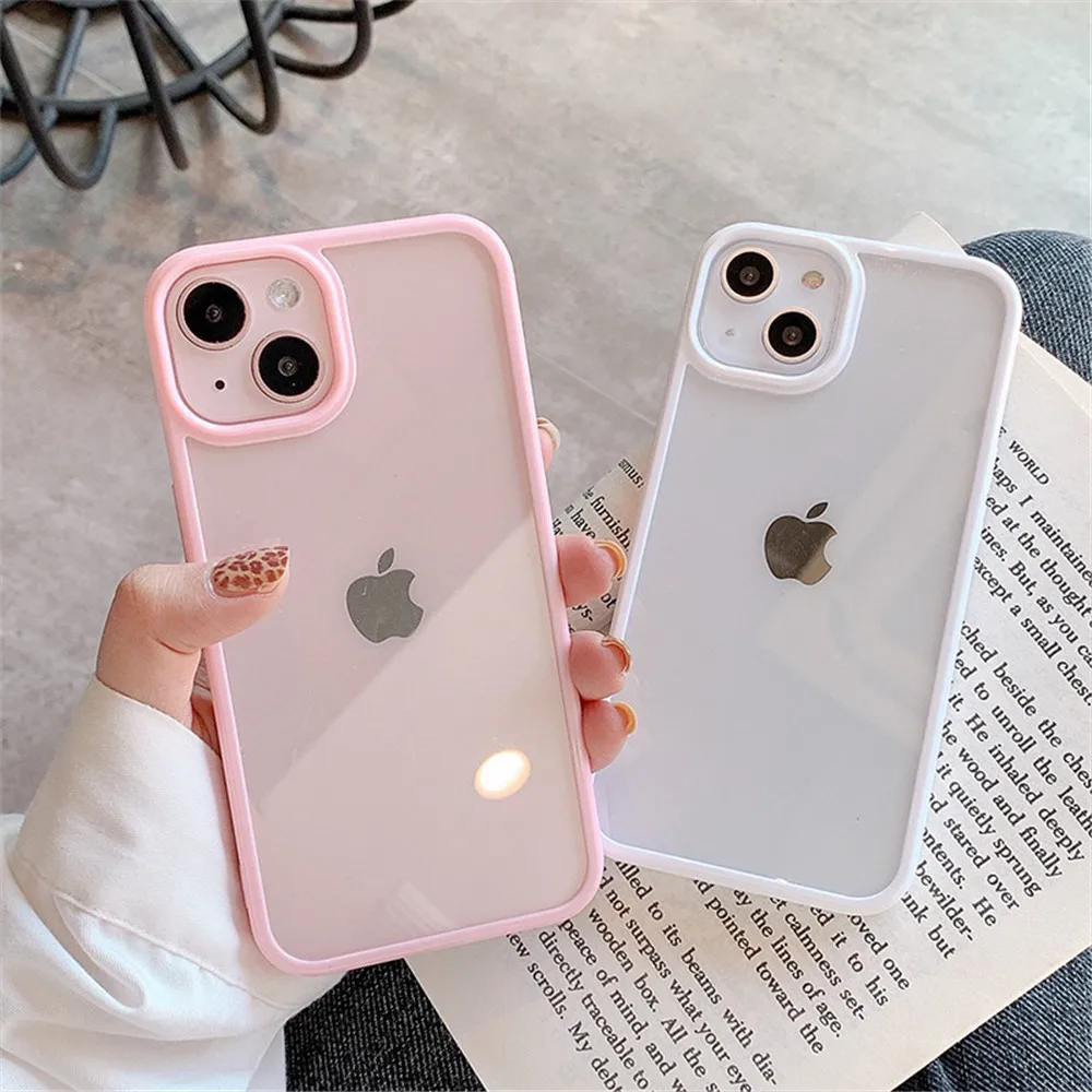 Candy Shockproof Silicone Bumper Phone Case For iPhone 16 15 14 11 12 13 Pro Max XS XR 8 7Plus Transparent Protection Back Cover