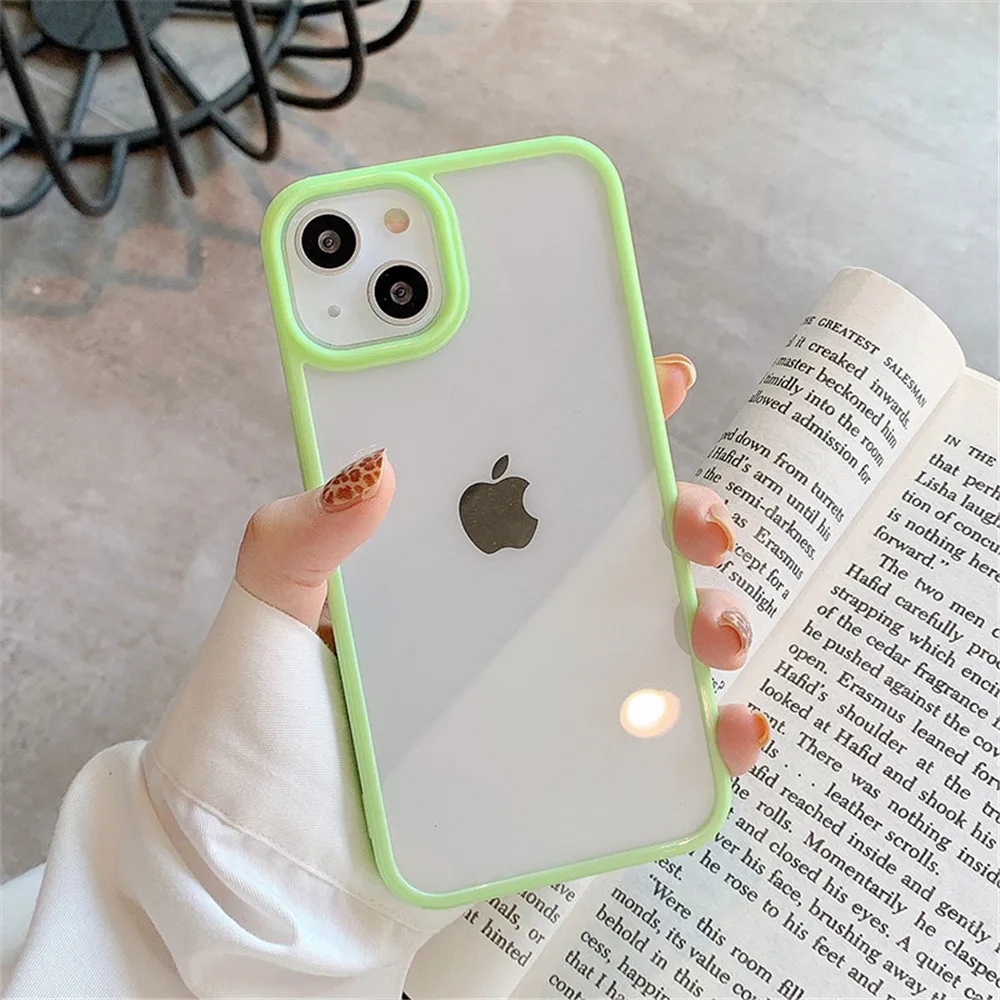 Candy Shockproof Silicone Bumper Phone Case For iPhone 16 15 14 11 12 13 Pro Max XS XR 8 7Plus Transparent Protection Back Cover