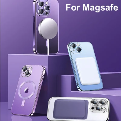 Magnetic Plating Case For iPhone 15 16 14 Plus 13 12 11 Pro Max Camera Lens Protector Glass For Magsafe Wireless Charger Cover - Image 6