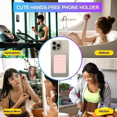 Silicone Suction Phone Case Mount Non Slip Suction Cup Phone Stand Mixed Color Silicone Phone Holder for Selfies and Videos - Image 6