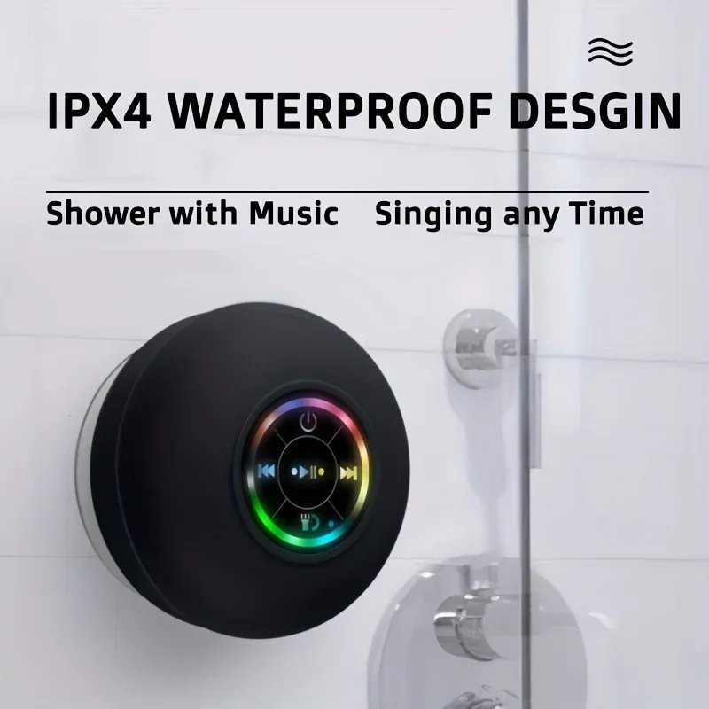 New Bathroom Waterproof Wireless LED Bluetooth Speaker Large Suction Cup Mini Portable Speaker Outdoor Sports Stereo Speaker - Image 3