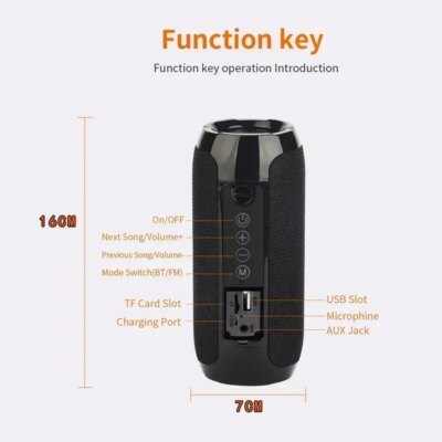 Portable Speaker Wireless  Bluetooth-compatible Subwoofer Outdoor Waterproof Loudspeaker Stereo Surround Support FM RadioTF - Image 6