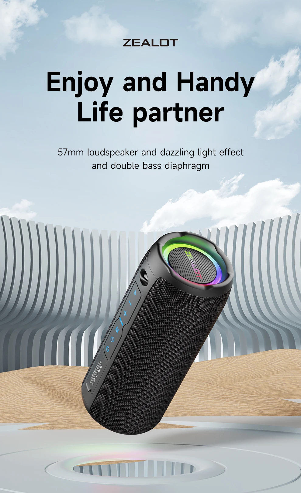 ZEALOT-S49PRO Portable Bluetooth Speaker 20W IPX6 Waterproof Powerful Sound Box Bass Boost Dual Pairing True Wireless Speaker ZEALOT-S49PRO Portable Bluetooth Speaker 20W IPX6 Waterproof Powerful Sound Box Bass Boost Dual Pairing True Wireless Speaker
