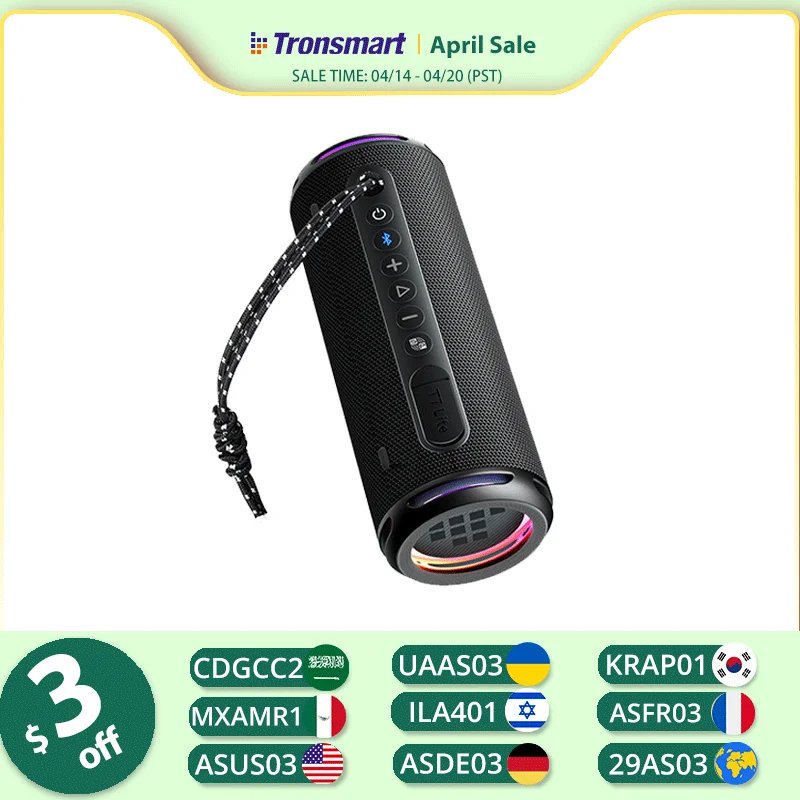 Tronsmart T7 Lite Bluetooth Speaker Enhanced Bass Portable Speaker with 24H Playtime, APP Control, IPX7 Waterproof for Camping