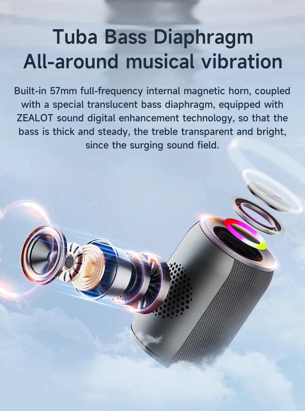 Zealot-S32PRO Powerful Bluetooth Speaker, Bass Wireless, LED Light, Outdoor Speakers, Subwoofer, Waterproof Sound Box Support Zealot-S32PRO Powerful Bluetooth Speaker, Bass Wireless, LED Light, Outdoor Speakers, Subwoofer, Waterproof Sound Box Support