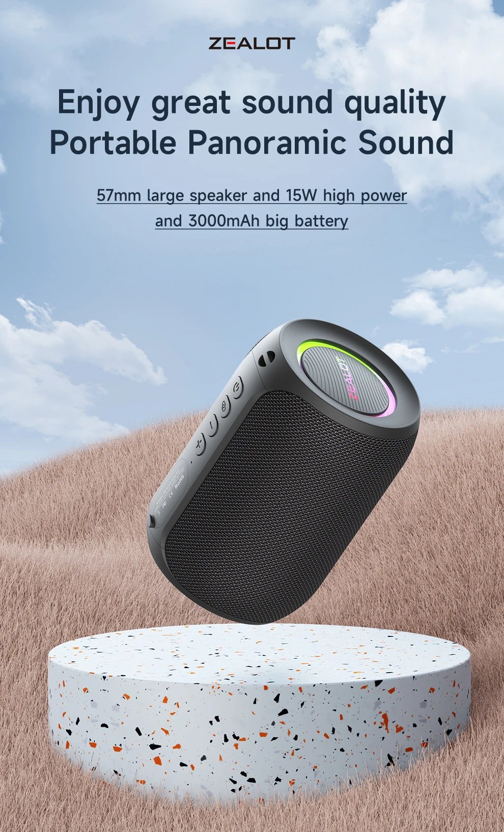 Zealot-S32PRO Powerful Bluetooth Speaker, Bass Wireless, LED Light, Outdoor Speakers, Subwoofer, Waterproof Sound Box Support Zealot-S32PRO Powerful Bluetooth Speaker, Bass Wireless, LED Light, Outdoor Speakers, Subwoofer, Waterproof Sound Box Support