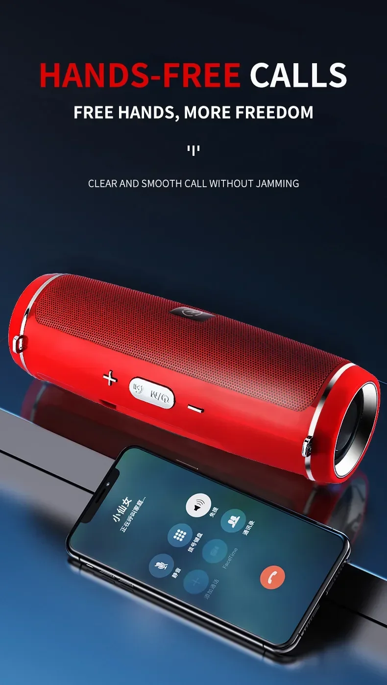 Portable Wireless Bluetooth Speaker IPX7 Waterproof Outdoor HIFI Pillar Speaker Subwoofer Stereo Speaker FM Radio TF Boom Box