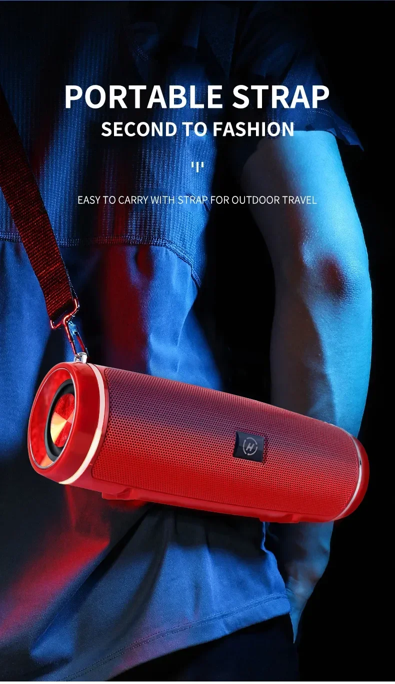 Portable Wireless Bluetooth Speaker IPX7 Waterproof Outdoor HIFI Pillar Speaker Subwoofer Stereo Speaker FM Radio TF Boom Box