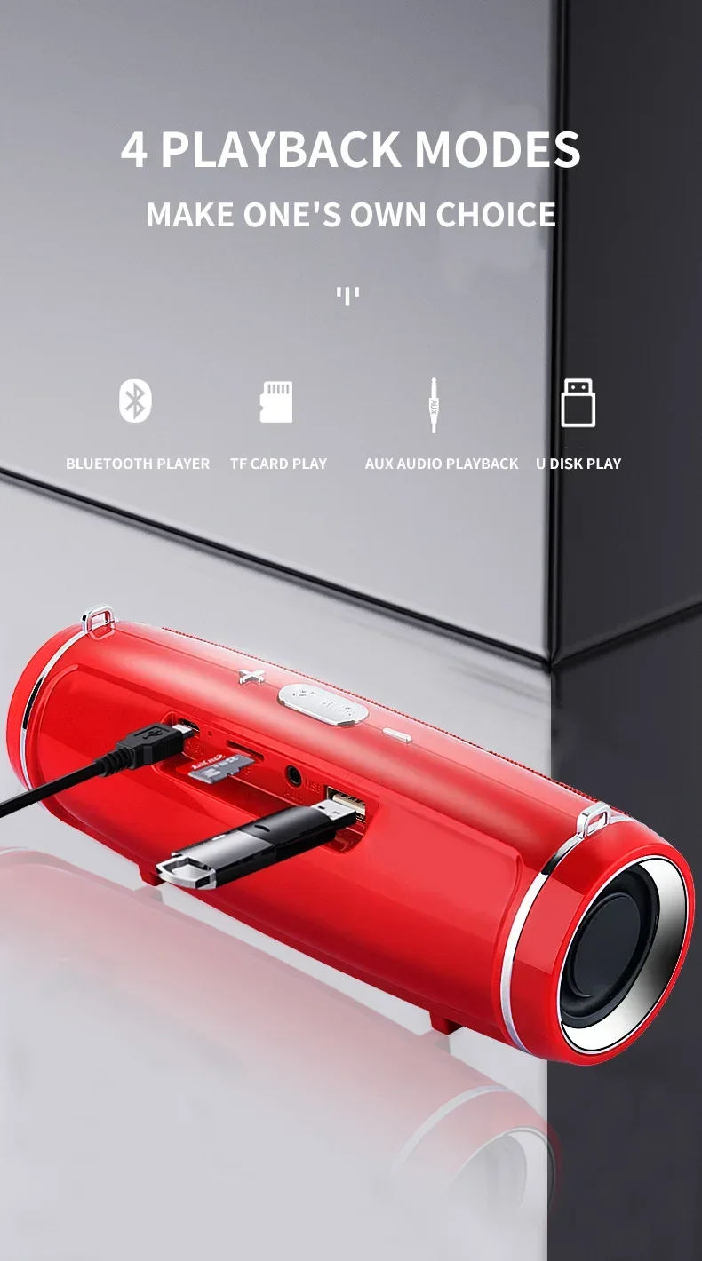 Portable Wireless Bluetooth Speaker IPX7 Waterproof Outdoor HIFI Pillar Speaker Subwoofer Stereo Speaker FM Radio TF Boom Box