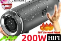Portable Wireless Bluetooth Speaker IPX7 Waterproof Outdoor HIFI Pillar Speaker Subwoofer Stereo Speaker FM Radio TF Boom Box