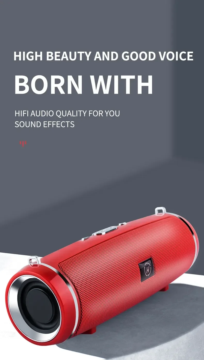 Portable Wireless Bluetooth Speaker IPX7 Waterproof Outdoor HIFI Pillar Speaker Subwoofer Stereo Speaker FM Radio TF Boom Box