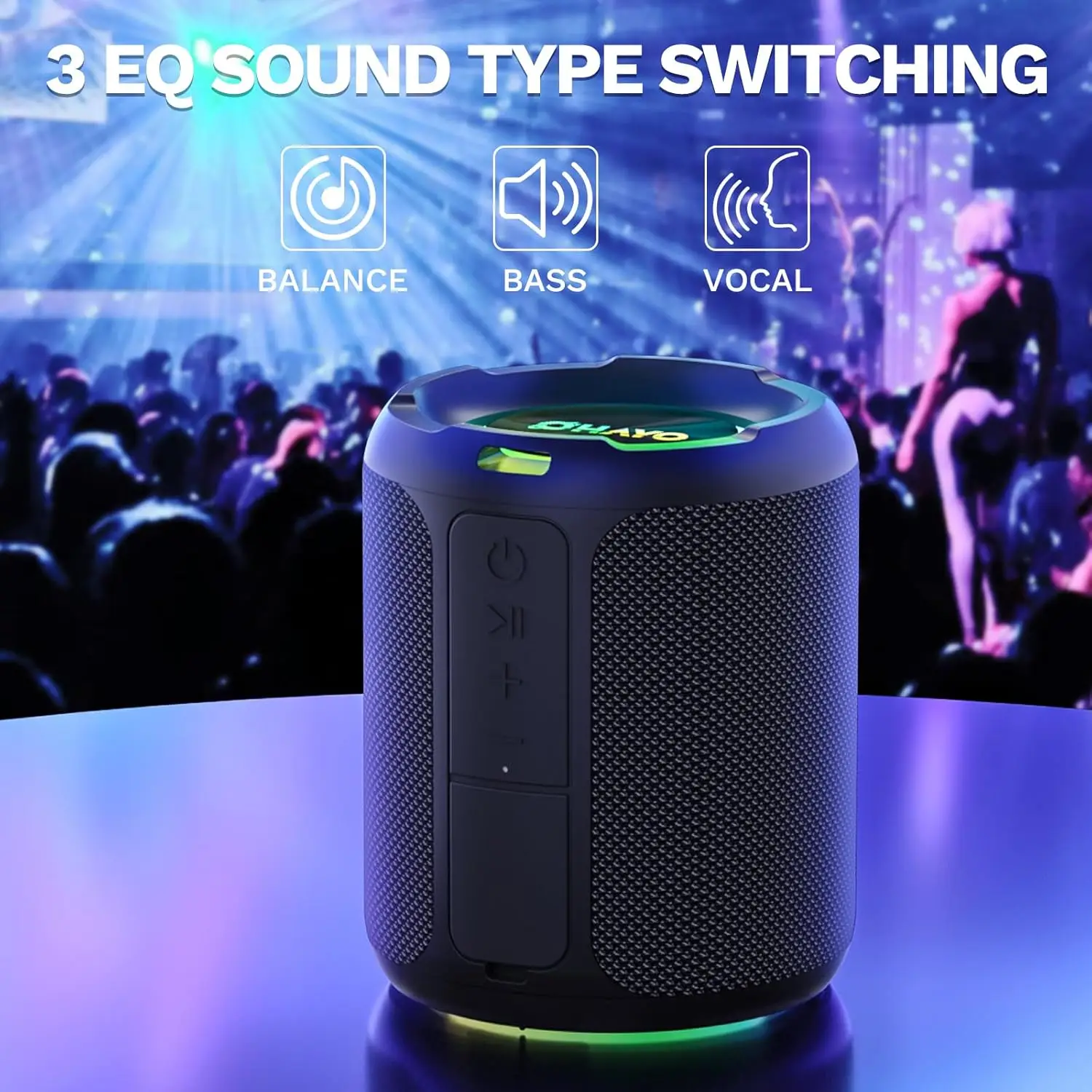 Ohayo X3 Portable Bluetooth Speaker, BT5.3 Wireless Speaker 40W Bass Diaphragms with Multi RGB Light, IPX7 Waterproof,TF & AUX Ohayo X3 Portable Bluetooth Speaker, BT5.3 Wireless Speaker 40W Bass Diaphragms with Multi RGB Light, IPX7 Waterproof,TF & AUX