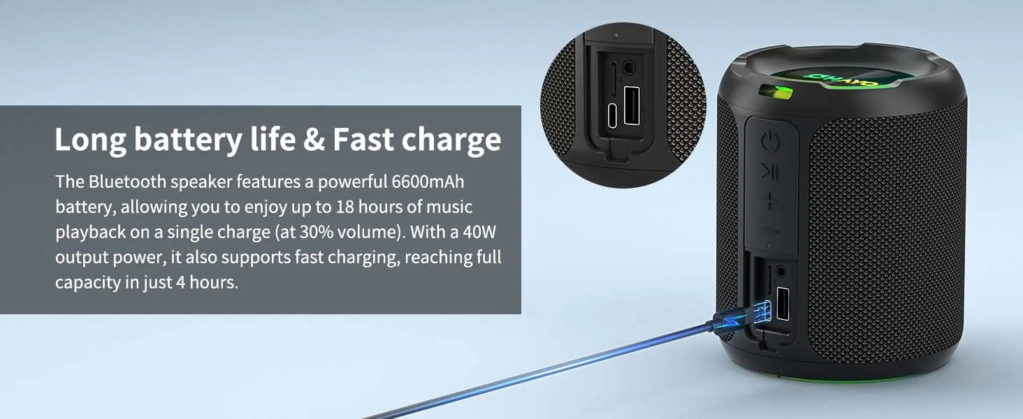Ohayo X3 Portable Bluetooth Speaker, BT5.3 Wireless Speaker 40W Bass Diaphragms with Multi RGB Light, IPX7 Waterproof,TF & AUX Ohayo X3 Portable Bluetooth Speaker, BT5.3 Wireless Speaker 40W Bass Diaphragms with Multi RGB Light, IPX7 Waterproof,TF & AUX