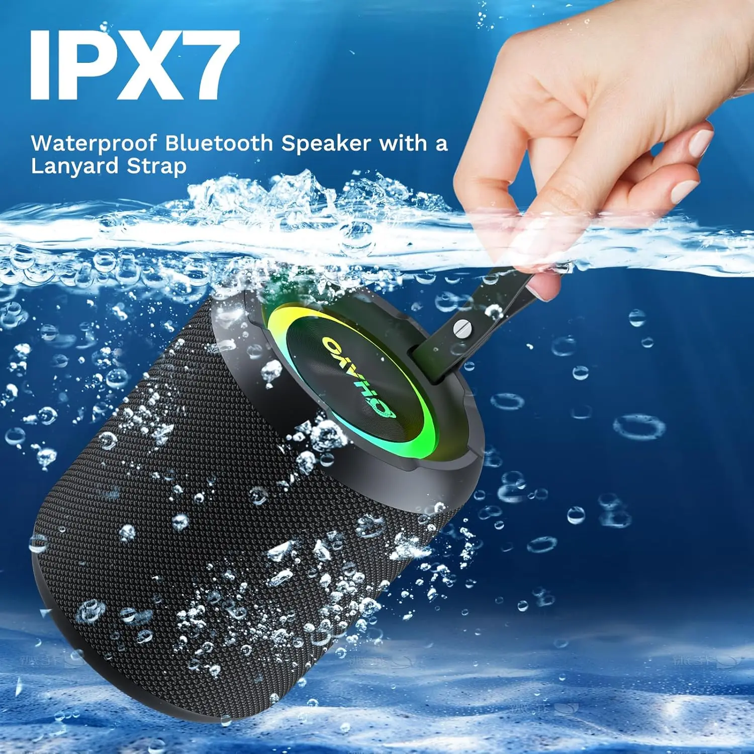 Ohayo X3 Portable Bluetooth Speaker, BT5.3 Wireless Speaker 40W Bass Diaphragms with Multi RGB Light, IPX7 Waterproof,TF & AUX Ohayo X3 Portable Bluetooth Speaker, BT5.3 Wireless Speaker 40W Bass Diaphragms with Multi RGB Light, IPX7 Waterproof,TF & AUX