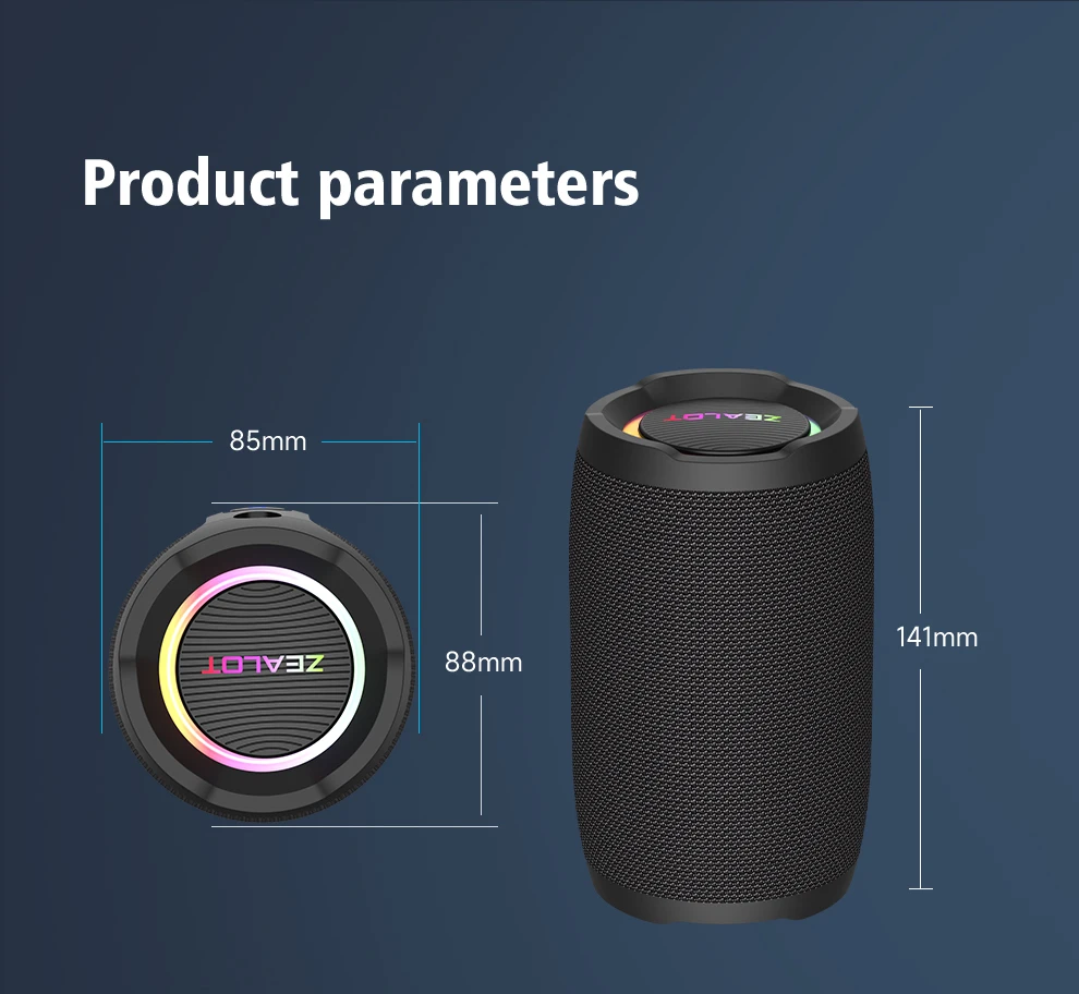 ZEALOT S49 Portable Bluetooth Speaker 20W IPX7 Waterproof Powerful Sound Box Bass Boost Dual Pairing TF, TWS, USB ZEALOT S49 Portable Bluetooth Speaker 20W IPX7 Waterproof Powerful Sound Box Bass Boost Dual Pairing TF, TWS, USB