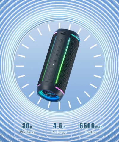 Ortizan X30 Portable Bluetooth Speakers Bass Boost 40W Powerful Wireless IPX7 Waterproof Speaker with 6600mAh Battery USB/TF/AUX - Image 4
