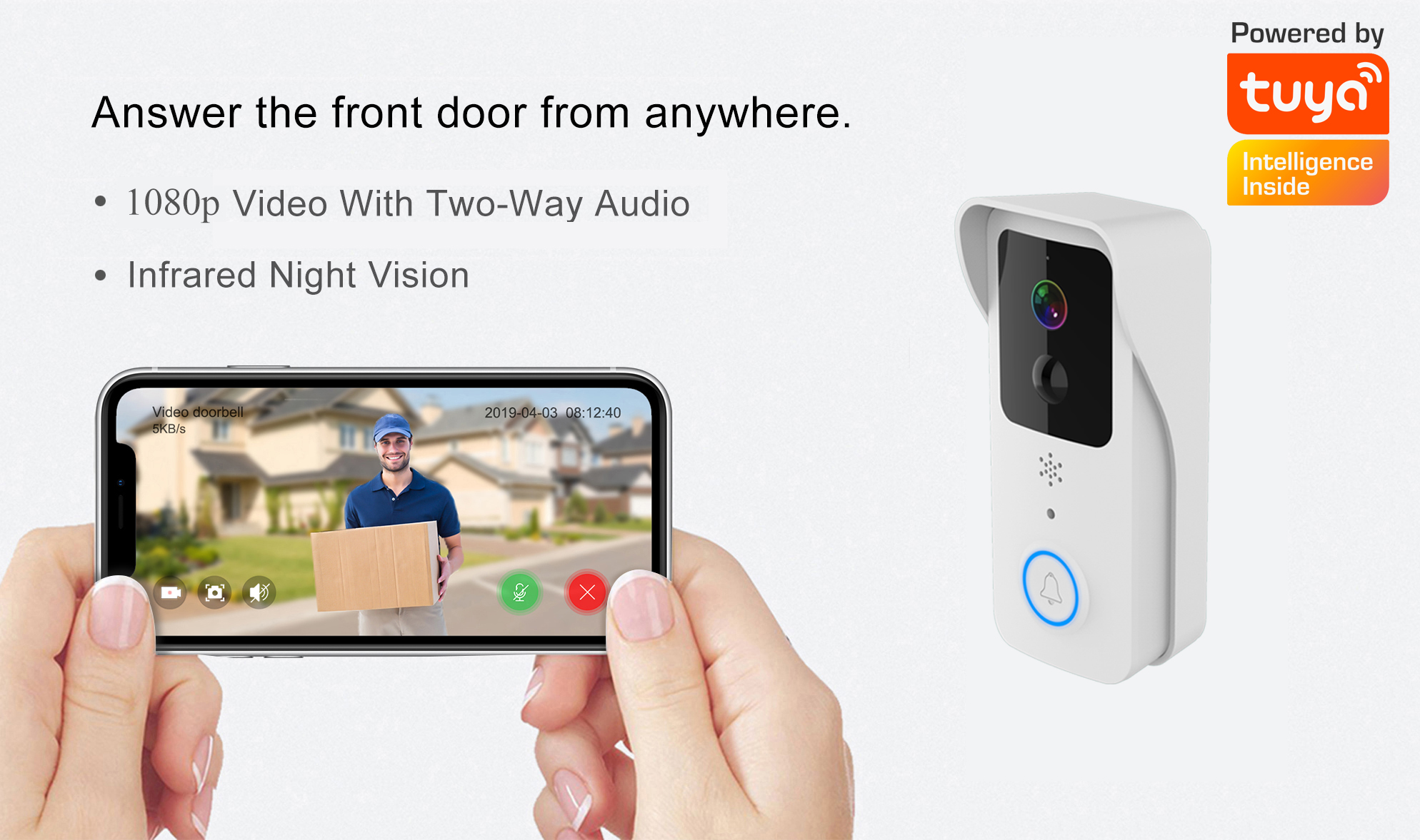 5G 2.4G WiFi Video Doorbell 1080P Tuya Smart Outdoor Wireless Intercom Waterproof Wireless Camera with AC/DC Power Ringing Bell 5G 2.4G WiFi Video Doorbell 1080P Tuya Smart Outdoor Wireless Intercom Waterproof Wireless Camera with AC/DC Power Ringing Bell