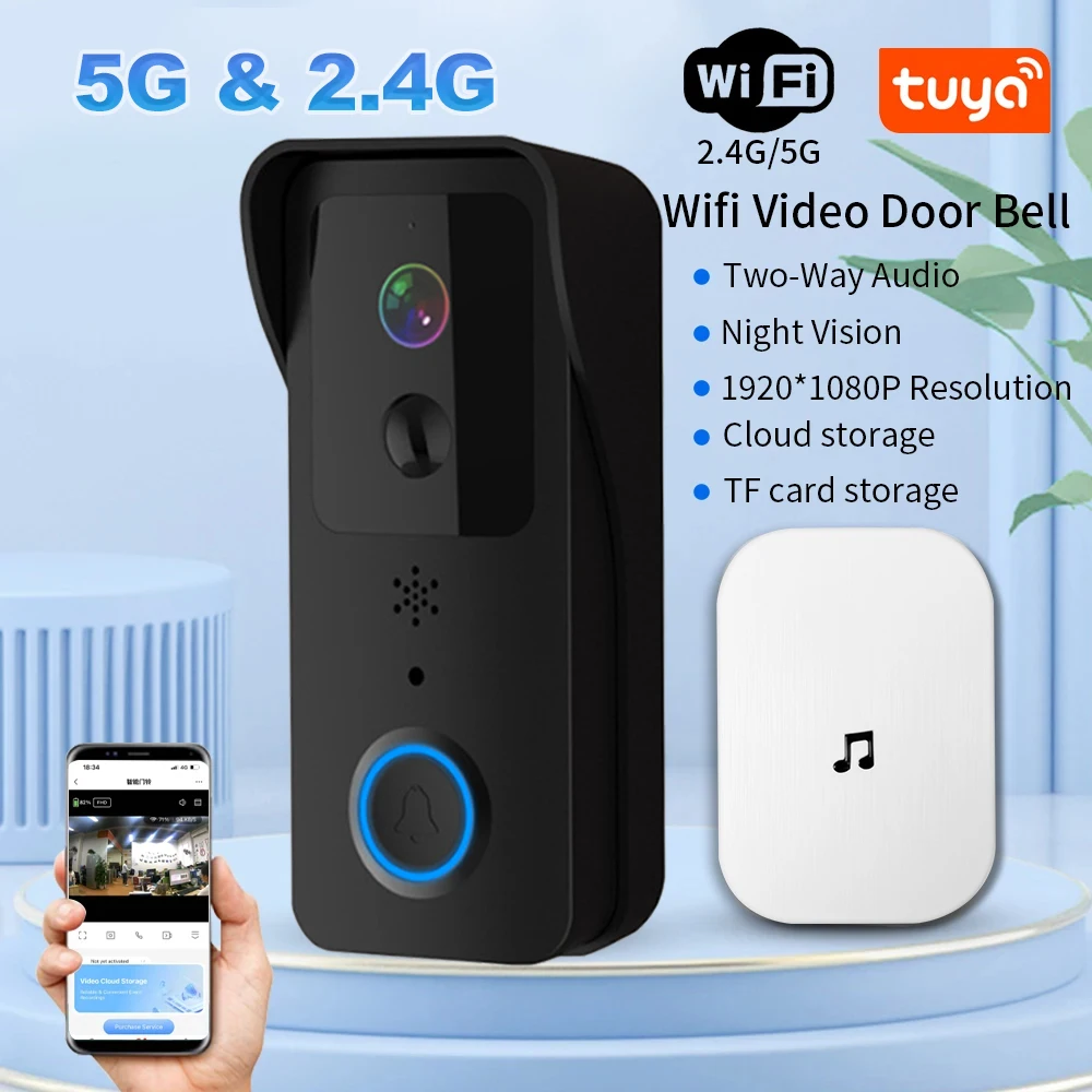 5G 2.4G WiFi Video Doorbell 1080P Tuya Smart Outdoor Wireless Intercom Waterproof Wireless Camera with AC/DC Power Ringing Bell 5G 2.4G WiFi Video Doorbell 1080P Tuya Smart Outdoor Wireless Intercom Waterproof Wireless Camera with AC/DC Power Ringing Bell