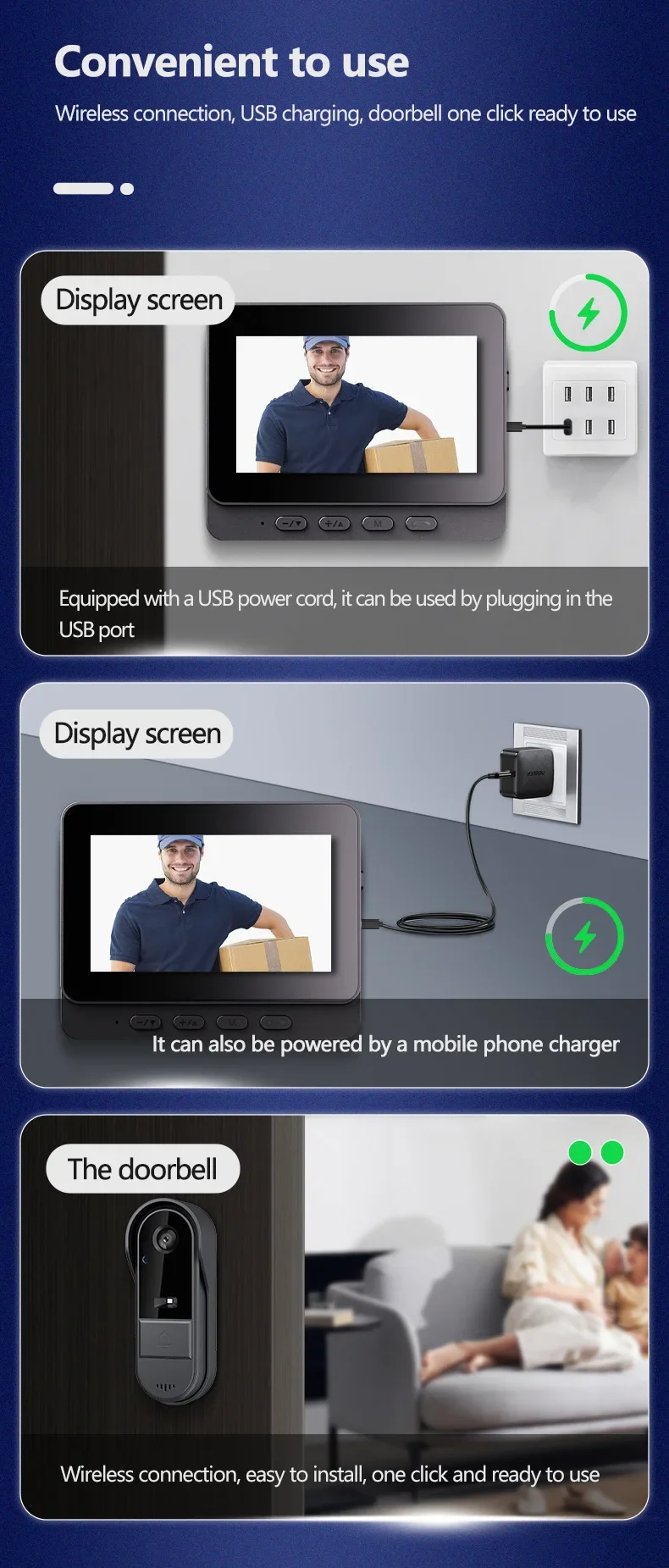 Wireless intercom Doorbell HD Night Vision 4.3in lPs screen Waterproof Visual Doorbell camera smart Home security Video By Bell Wireless intercom Doorbell HD Night Vision 4.3in lPs screen Waterproof Visual Doorbell camera smart Home security Video By Bell