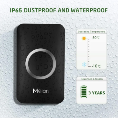 Meian-Outdoor Wireless Doorbell, Smart Home Welcome Doorbell, IP65 Waterproof Door Bell, Chime Kit, 60 Ringtone, LED Flash Alarm - Image 5