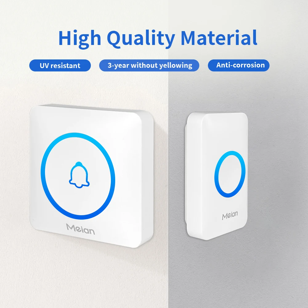 Meian-Outdoor Wireless Doorbell, Smart Home Welcome Doorbell, IP65 Waterproof Door Bell, Chime Kit, 60 Ringtone, LED Flash Alarm Meian-Outdoor Wireless Doorbell, Smart Home Welcome Doorbell, IP65 Waterproof Door Bell, Chime Kit, 60 Ringtone, LED Flash Alarm
