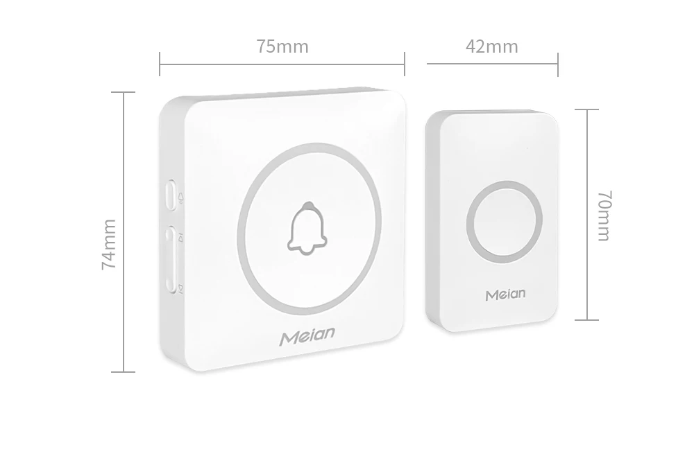 Meian-Outdoor Wireless Doorbell, Smart Home Welcome Doorbell, IP65 Waterproof Door Bell, Chime Kit, 60 Ringtone, LED Flash Alarm Meian-Outdoor Wireless Doorbell, Smart Home Welcome Doorbell, IP65 Waterproof Door Bell, Chime Kit, 60 Ringtone, LED Flash Alarm