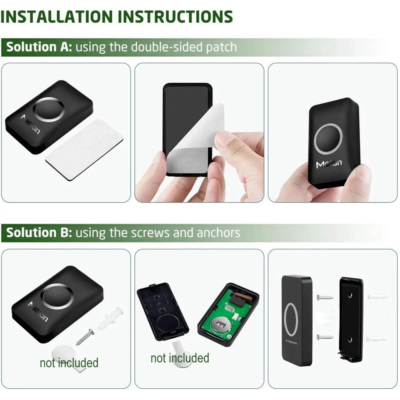 Meian-Outdoor Wireless Doorbell, Smart Home Welcome Doorbell, IP65 Waterproof Door Bell, Chime Kit, 60 Ringtone, LED Flash Alarm - Image 6