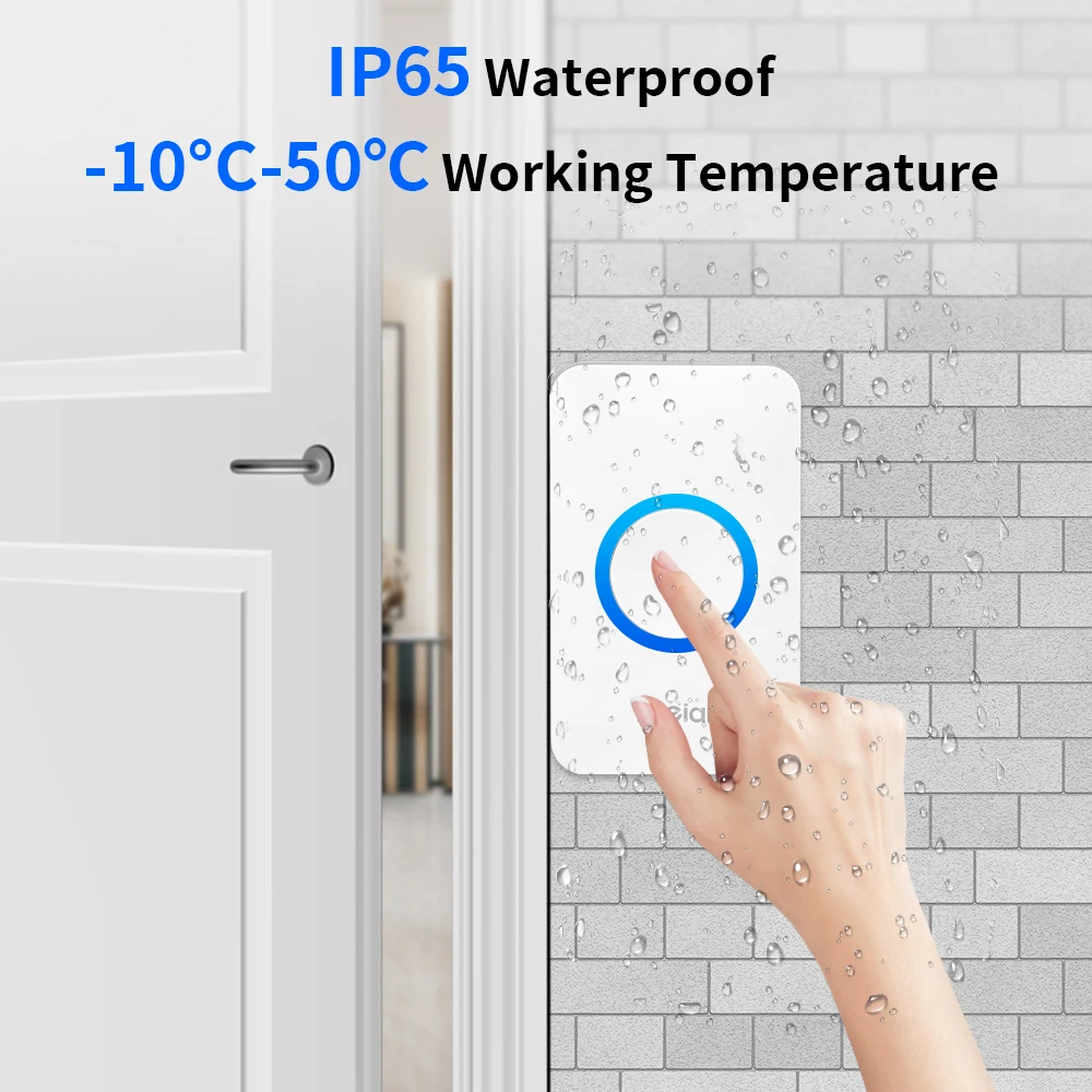 Meian-Outdoor Wireless Doorbell, Smart Home Welcome Doorbell, IP65 Waterproof Door Bell, Chime Kit, 60 Ringtone, LED Flash Alarm Meian-Outdoor Wireless Doorbell, Smart Home Welcome Doorbell, IP65 Waterproof Door Bell, Chime Kit, 60 Ringtone, LED Flash Alarm