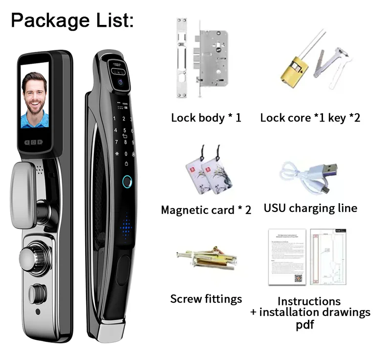 Alexa Voice Control Tuya APP Face Recognition Smart Door Lock Electronic Digital Door Lock Fully Automatic Door Lock With Camera Alexa Voice Control Tuya APP Face Recognition Smart Door Lock Electronic Digital Door Lock Fully Automatic Door Lock With Camera