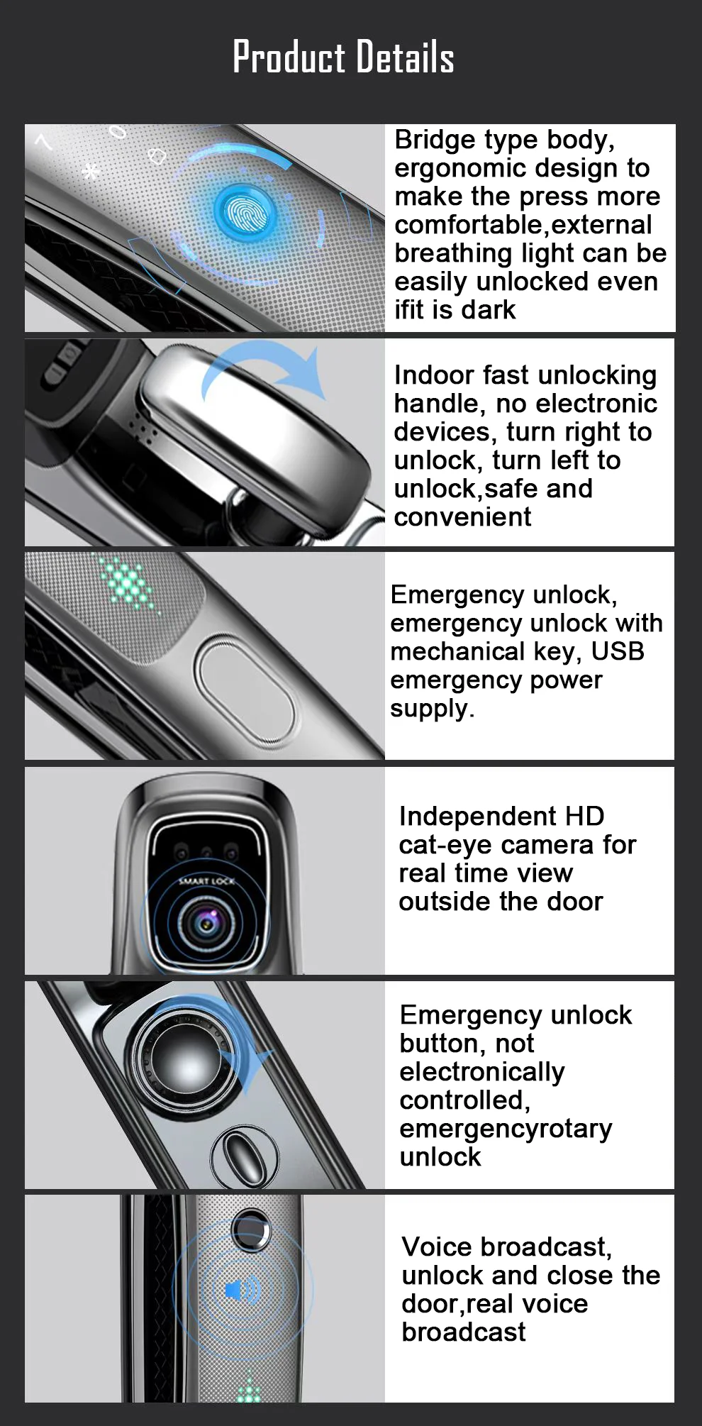 Alexa Voice Control Tuya APP Face Recognition Smart Door Lock Electronic Digital Door Lock Fully Automatic Door Lock With Camera