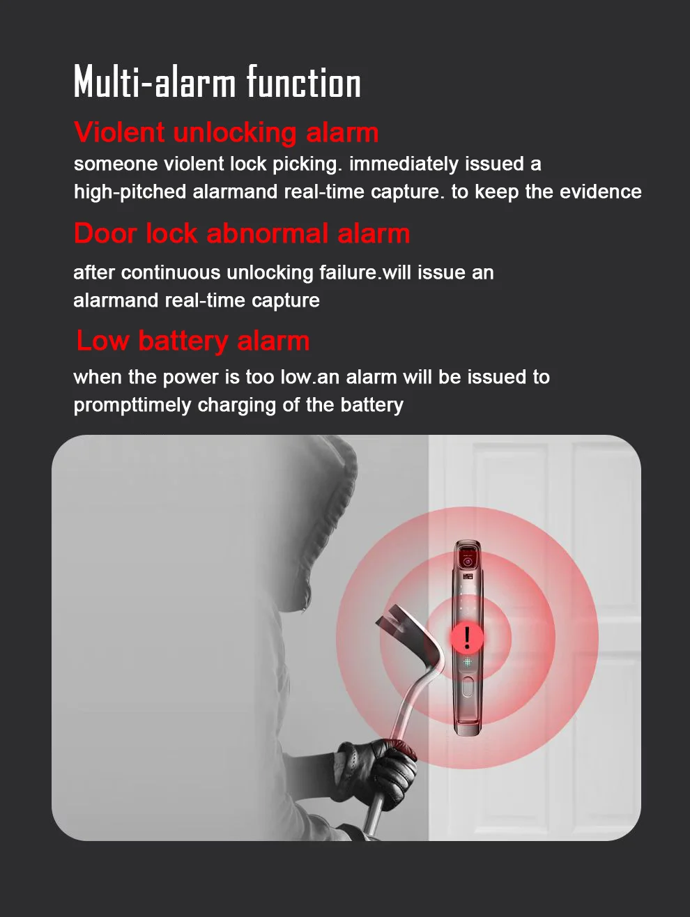 Alexa Voice Control Tuya APP Face Recognition Smart Door Lock Electronic Digital Door Lock Fully Automatic Door Lock With Camera