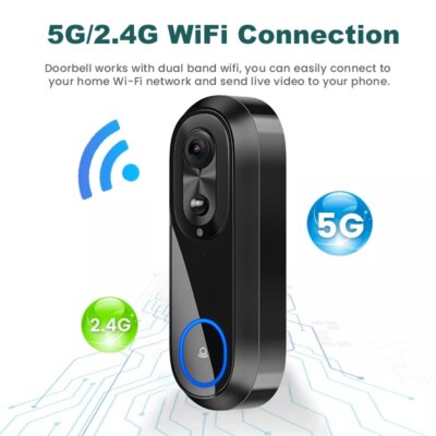 5G 2.4G WiFi Video Doorbell 1080P Wireless Bell Tuya APP Smart Intercom Camera IP65 Waterproof Ring Bell with 7000mAh Battery - Image 2