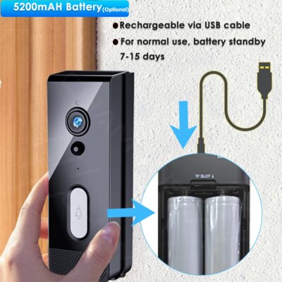 Tuya WiFi Doorbell Camera Outdoor Waterproof IP65 Wireless Video Doorbell Battery Security Protection Door Phone Alexa SmartLife - Image 2