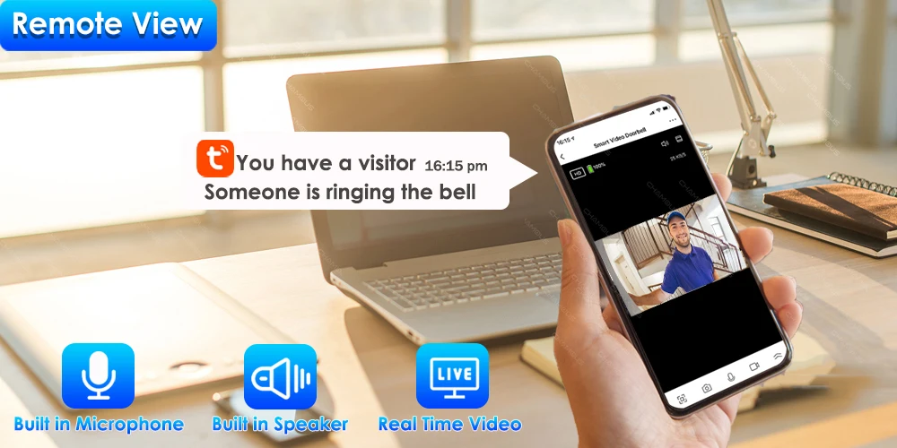 Tuya WiFi Doorbell Camera Outdoor Waterproof IP65 Wireless Video Doorbell Battery Security Protection Door Phone Alexa SmartLife