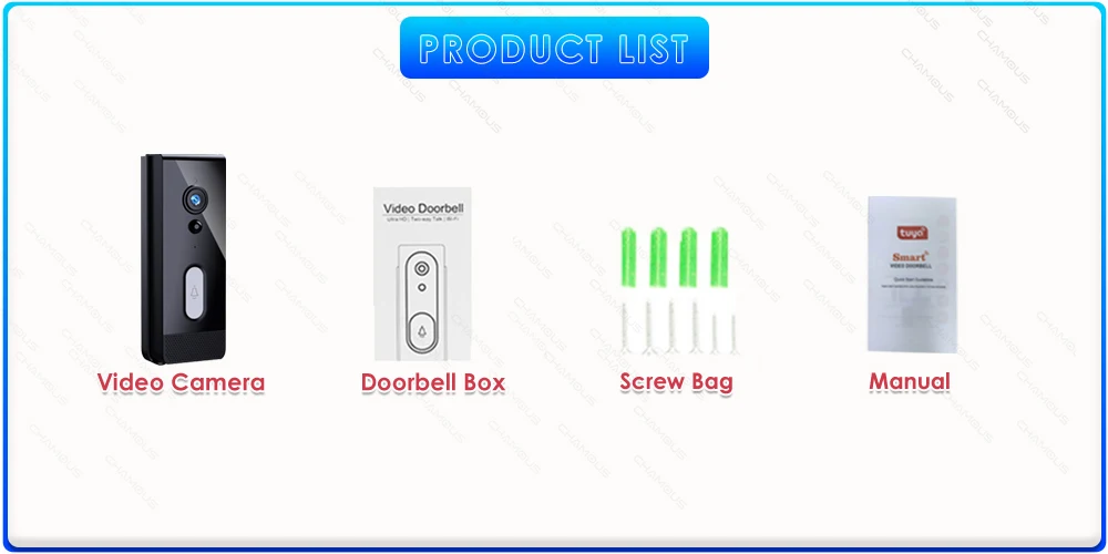 Tuya WiFi Doorbell Camera Outdoor Waterproof IP65 Wireless Video Doorbell Battery Security Protection Door Phone Alexa SmartLife