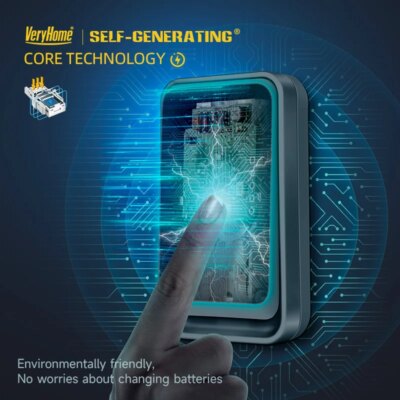 VeryHome Self Powered Waterproof Wireless DoorBell night light no battery EU plug home Cordless Door Bell 1button 1 2 Receiver - Image 2