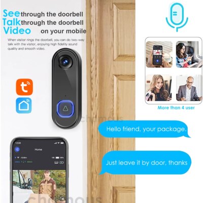 TUYA Video Doorbell WiFi  Wireless Outdoor Door Bell Camera AC DC Power 1080P Video Door Phone Waterproof IP65 Alexa Google Home - Image 4